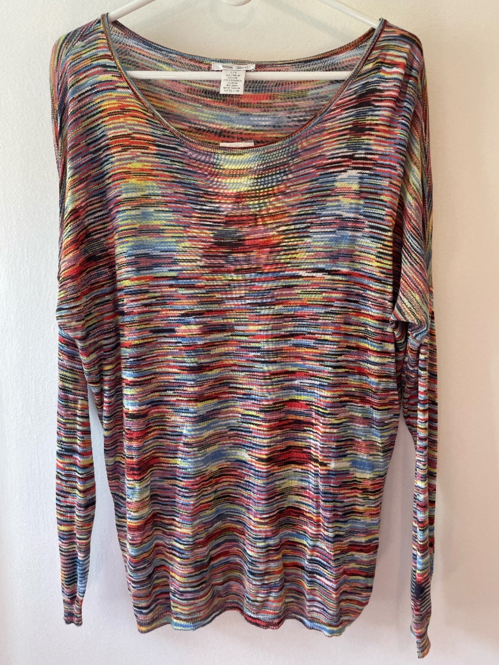 NWT Alison Sheri multicolor 3/4-sleeve knit top with rounded neckline size L